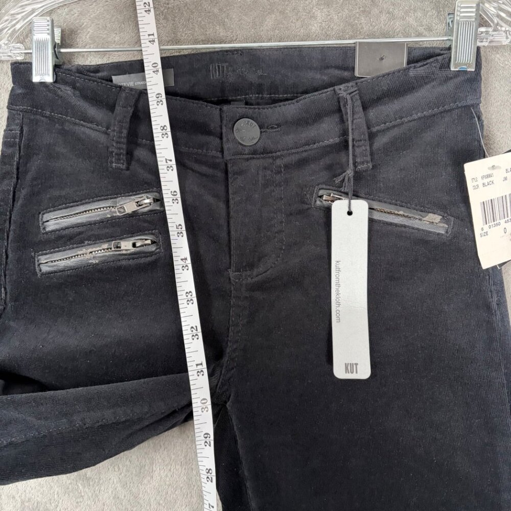 KUT From The Kloth Stevie Straight Leg Pants Women’s 0 Black Corduroy Y2k Preppy - Picture 6 of 8